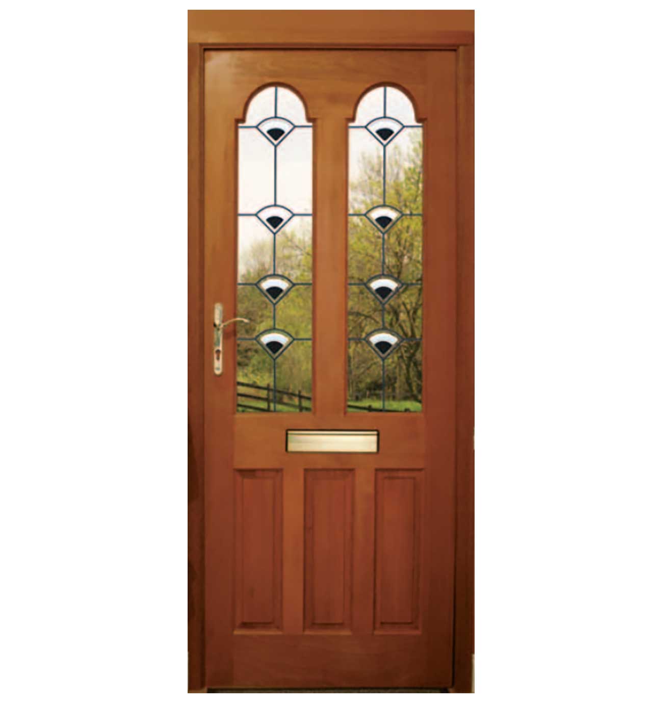 πορτα εισοδου ξυλινη με τζαμι